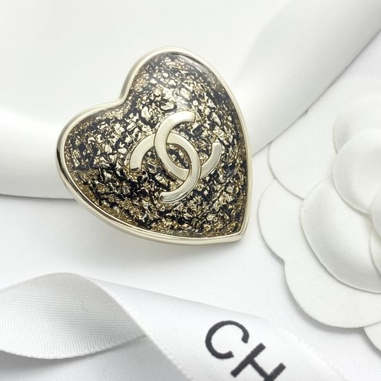 Chanel Black-Gold Double C Lace Brooch