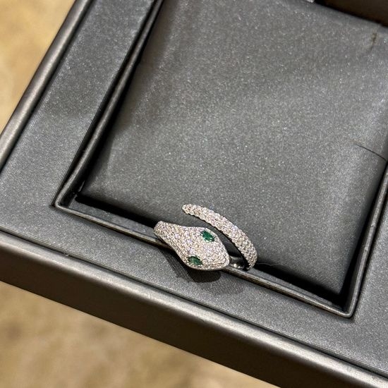 Apm monaco Snake Shape Sapphire Adjustable Silver Ring