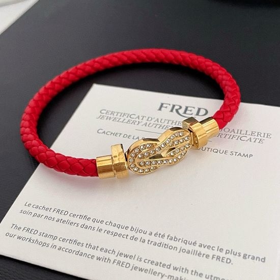 Fred Diamond Clasp Red Cord Bracelet