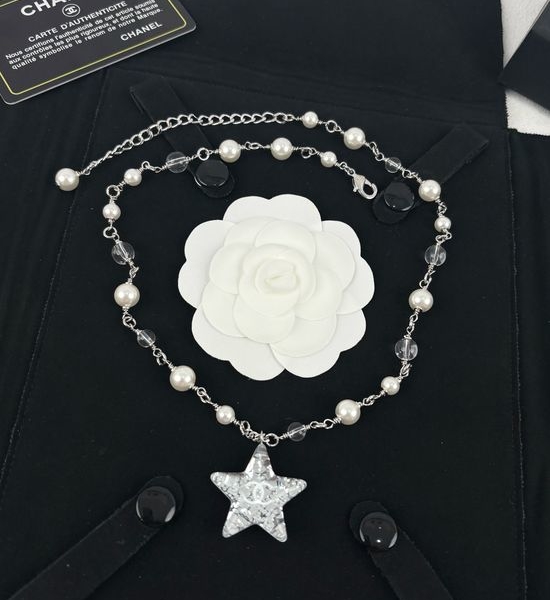 Chanel Star Resin Pearl Pendant Necklace Classic