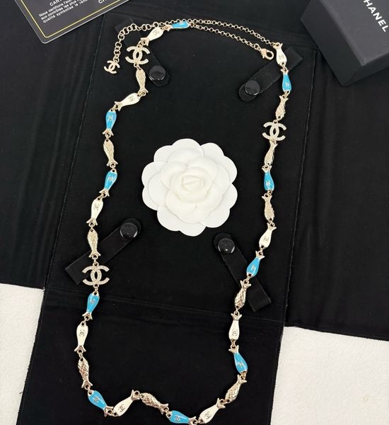 Chanel Fish Shape Long Pendant Adjustable Necklace