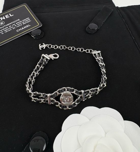 Chanel Black Leather Casual Style Bracelet