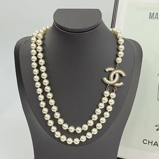 Chanel Double Layer Pearl Pendant Necklace