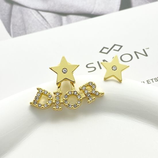 Christian Dior CD Asymmetrical Rhinestone Star Stud Earrings