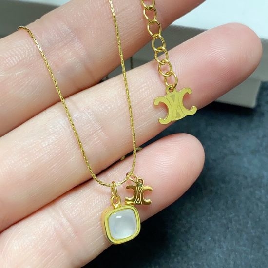 Celine Mother of Pearl Pendant Necklace
