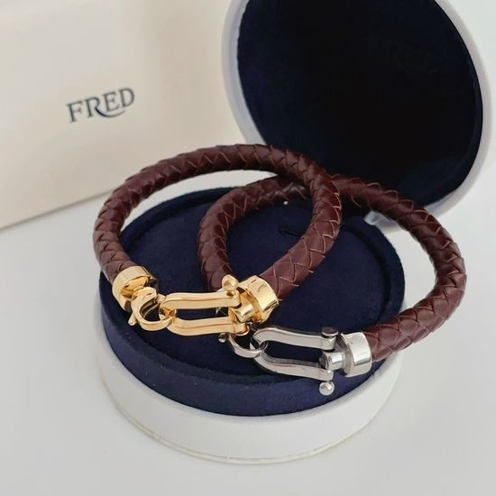 Fred Woven Leather Metal Clasp Bracelet