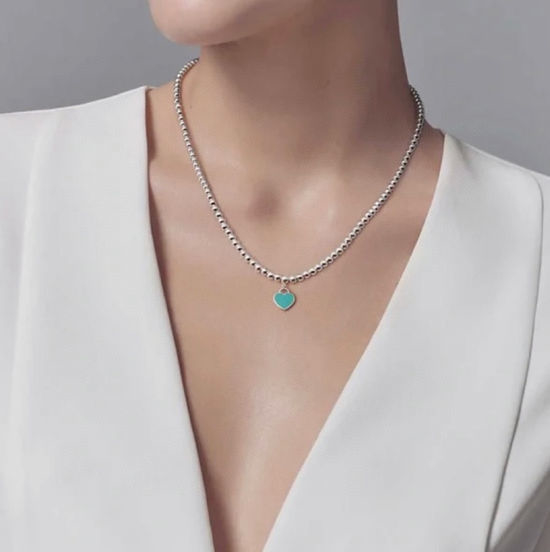Tiffany & Co. Heart Bead Pendant Necklace