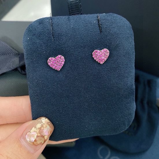 Apm monaco Red Heart Crystal Stud Earrings