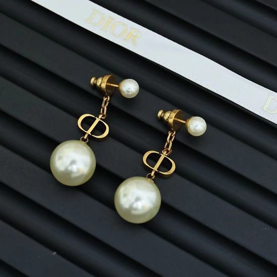 Christian Dior CD Vintage Style Pearl Stud Earrings