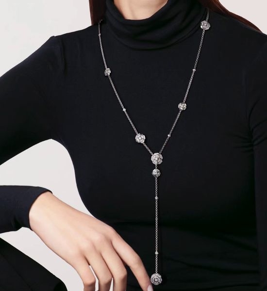 Chanel 3D Flower Pendant Alloy Sweater Necklace