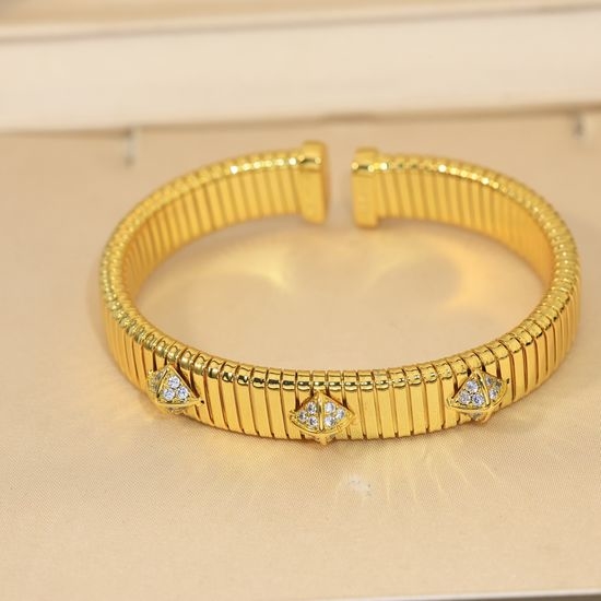 Bvlgari Diamond Inlaid Elastic Bangle Elegant