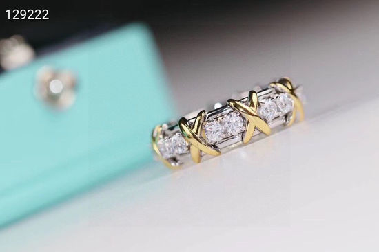 Tiffany & Co. Cross Gold Ring With Sparkling Zircon