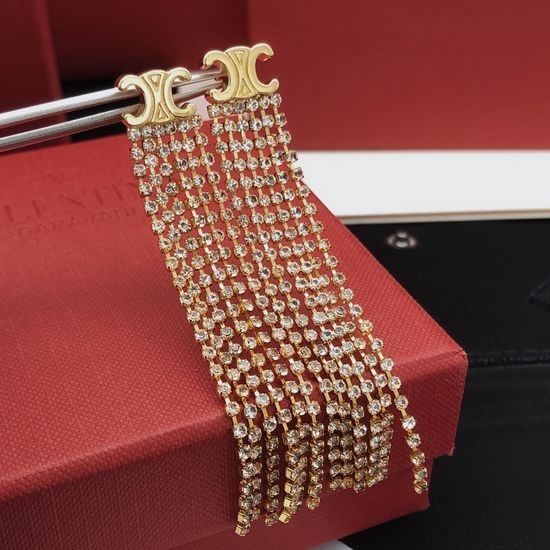 Celine Tassel Earrings Brass Material Elegant