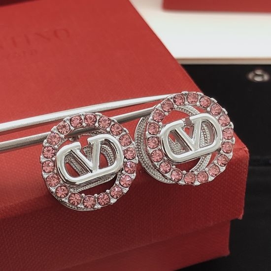 Valentino Round Colored Diamond Earrings Brass
