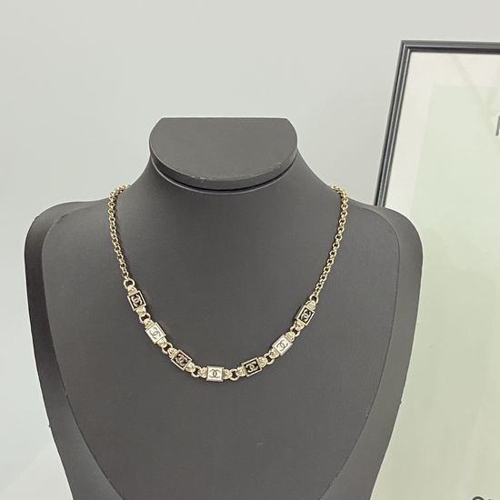 Chanel Black White Enamel Square Necklace