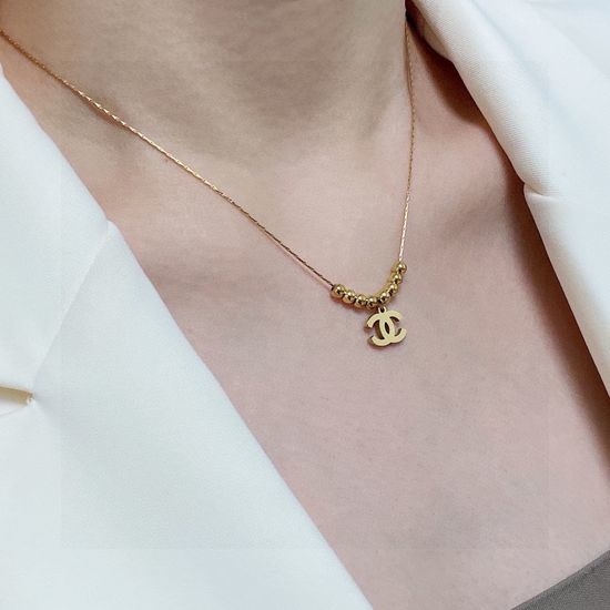 Chanel Golden Bead Pendant Necklace Classic Design