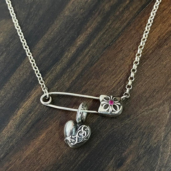 Chrome Hearts Pin Heart Pendant Punk Necklace