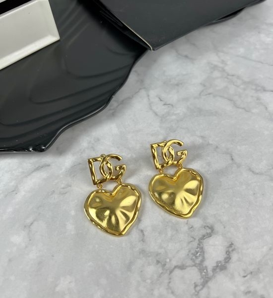 Dolce & Gabbana Heart Shaped Logo Stud Earrings