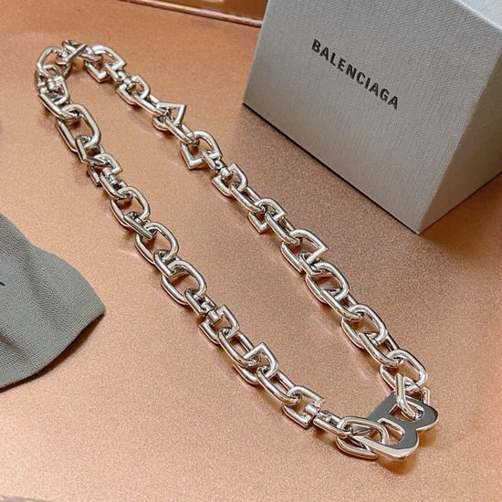 Balenciaga Vintage Style Logo Pendant Necklace