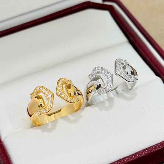 Cartier Sparkling Zircon Open Ring Sterling Silver