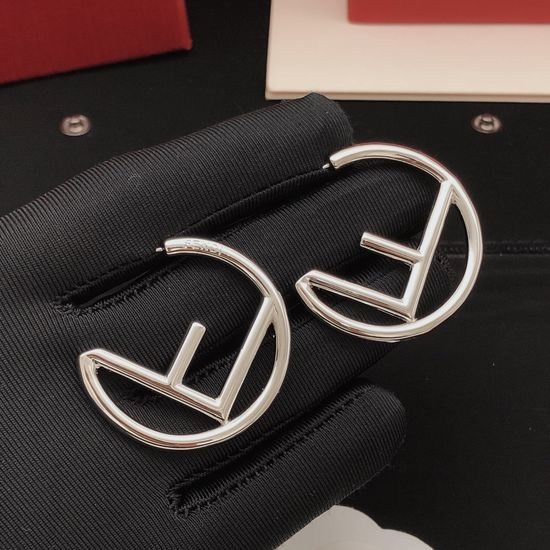Fendi Large Smooth Round Hoop Earrings