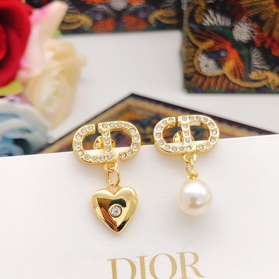 Christian Dior CD Heart Pearl Drop Earrings
