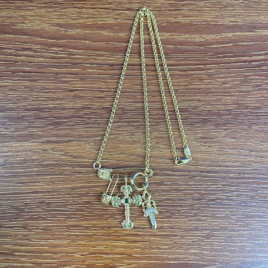 Chrome Hearts Luxury Gold Tone Brooch Pendant Necklace