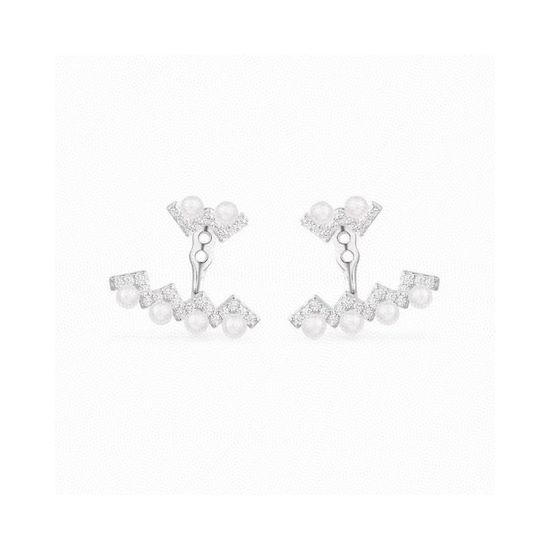Apm monaco Geometric Wave Earrings with Pearl Accents