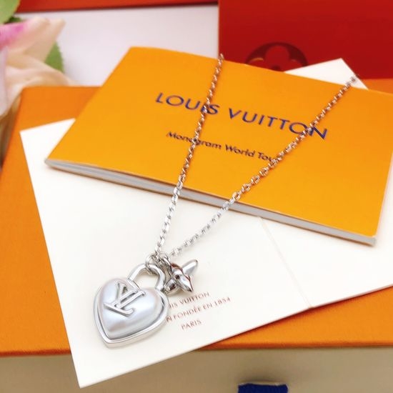 Louis Vuitton LV Heart Shaped Pendant Necklace Brass