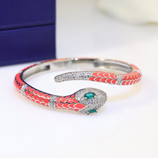 Bvlgari Pink Enamel Snake Shape Bangle