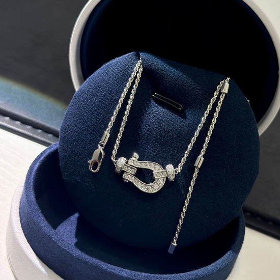 Fred Full Diamond Twisted Horseshoe Necklace
