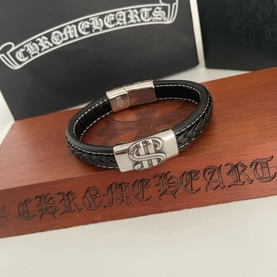 Chrome Hearts Vintage S-Shaped Leather Bracelet