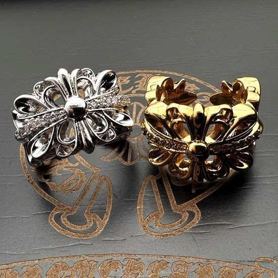 Chrome Hearts Vintage Cross Flower Open Ring Delicate Jewelry