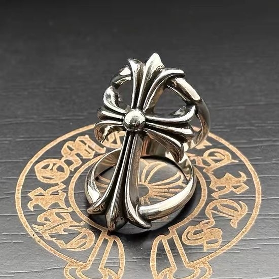 Chrome Hearts Hollow Cross Ring Retro Cool Style Jewelry