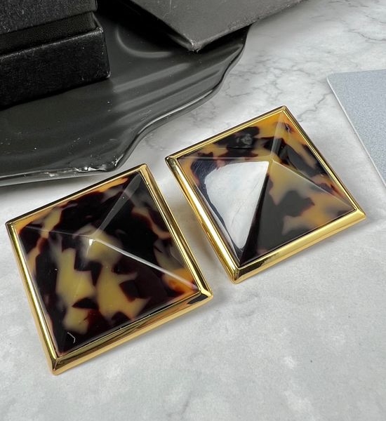 Yves Saint Laurent YSL Resin Retro Ear Clips Jewelry