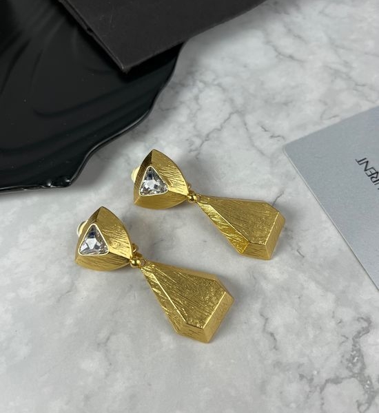 Yves Saint Laurent YSL Geometric Pattern Retro Ear Clips