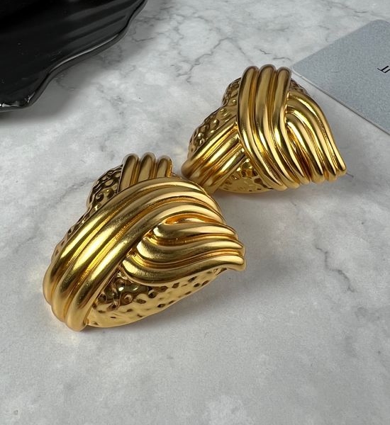 Yves Saint Laurent YSL Heart Shape Retro Ear Clips