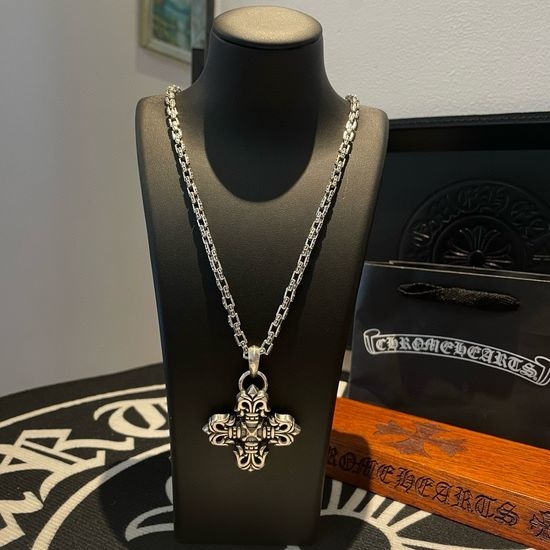 Chrome Hearts Large Flame Cross Pendant Necklace