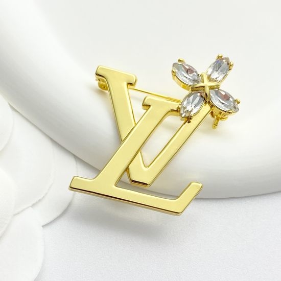 Louis Vuitton LV Rhinestone Flower Brooch Classic Design