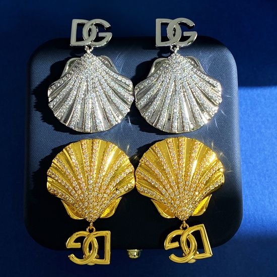 Dolce & Gabbana Rhinestone Shell Pendant Stud Earrings