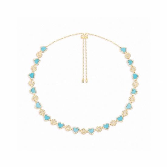 Apm monaco Blue Heart Sun Pendant Necklace