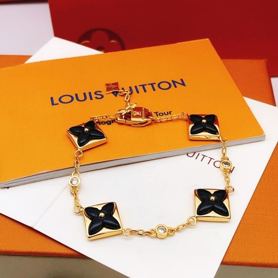 Louis Vuitton LV Gold Black Mother of Pearl Bracelet