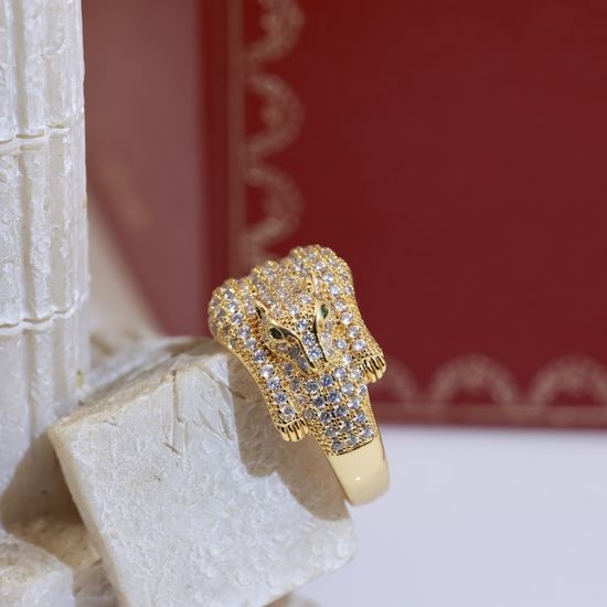 Cartier Leopard Decor Inlaid Gemstone Ring