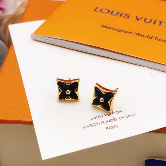 Louis Vuitton LV Black Mother of Pearl Stud Earrings