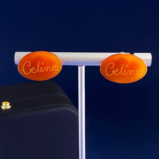 Celine Tortoiseshell Oval Geometric Stud Earrings