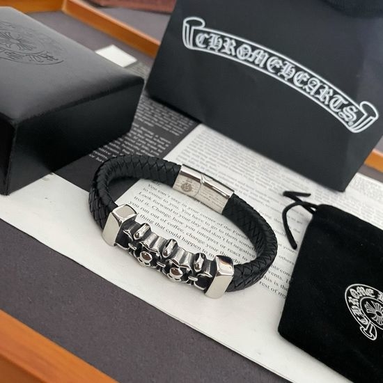 Chrome Hearts Vintage Pattern Leather Cord Bracelet
