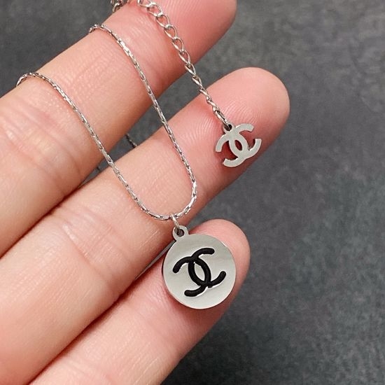 Chanel Classic Double C Silver Necklace