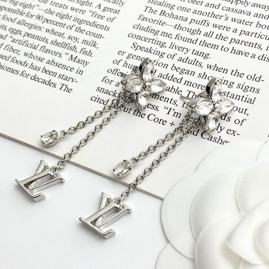 Louis Vuitton LV Rhinestone Floral Tassel Earrings