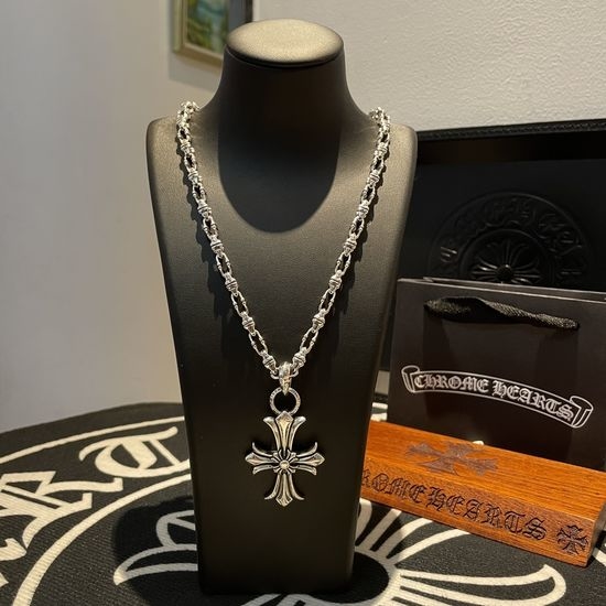 Chrome Hearts Thick Buckle Letter Cross Necklace