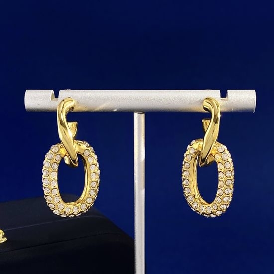 Celine Polished C-shape Removable Rhinestone Hoop Earrings